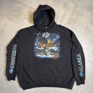 HARLEY DAVIDSON Black Sweatshirt Spirit Of Alaska Fairbanks Wolves 3XL